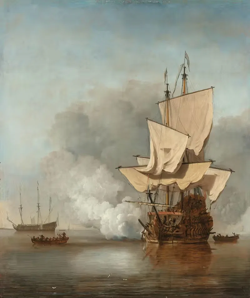 The Cannon Shot by Willem van de Velde the Younger, c. 1680 — digital art print download