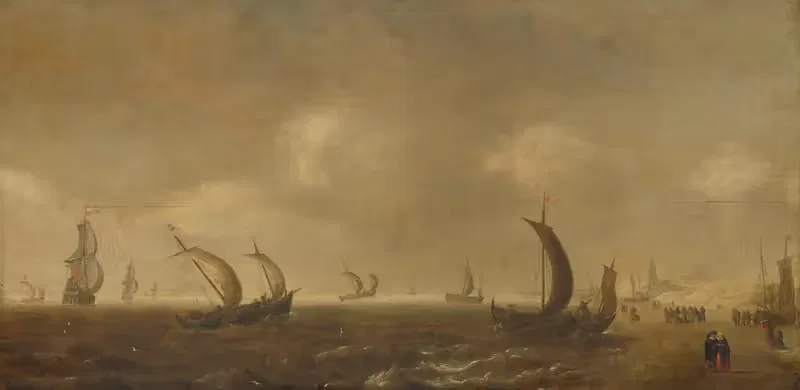 Морской пейзаж на пляже в Шевенингене by Виллем ван Диест, 1640 - 1660 — digital art print download