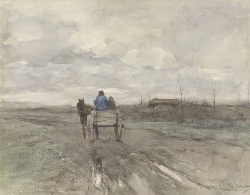 Boerenkar op een landweg — Anton Mauve