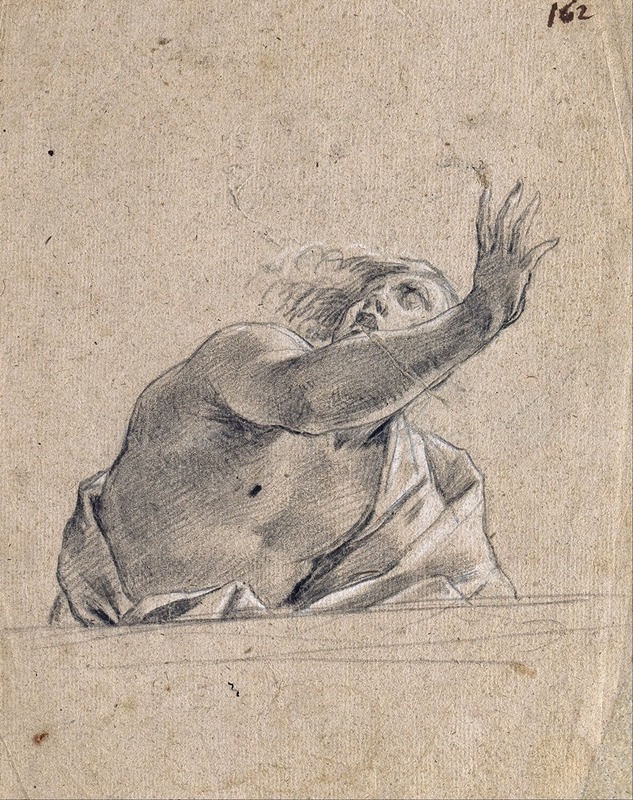 Man with Raised Arm Behind a Parapet by Симон Вуэ, 1648 — digital art print download