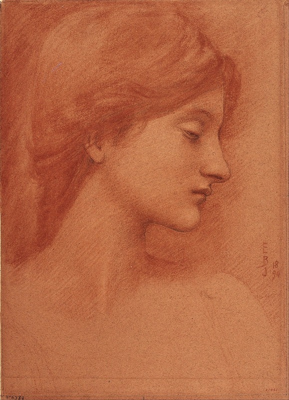 Study of a Female Head by Сэр Эдвард Коли Берн-Джонс, 1894 — digital art print download