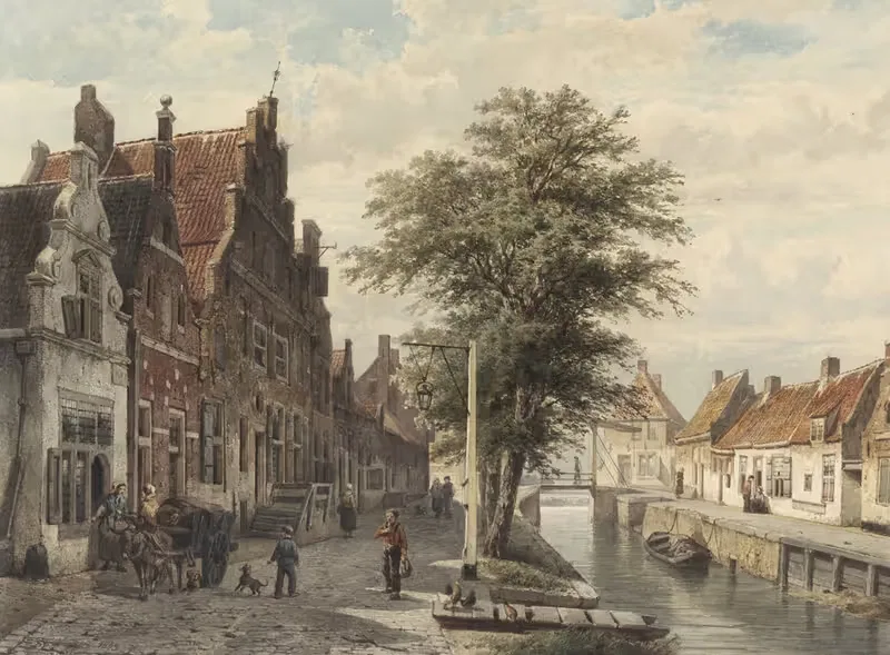 Gezicht op de gracht te Hasselt — Cornelis Springer