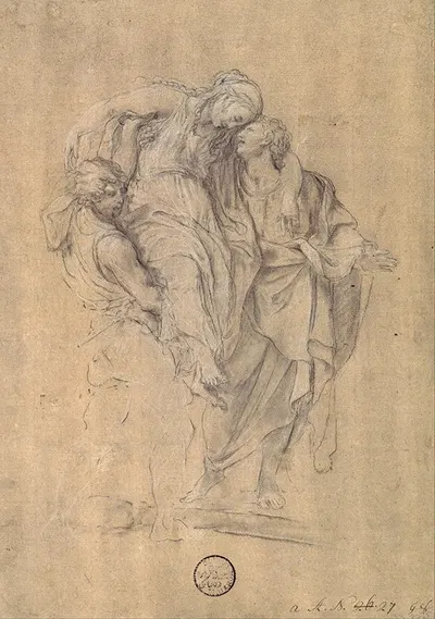 Two Men Carrying a Body by Стефано Поцци, 1740 - 1750 — digital art print download