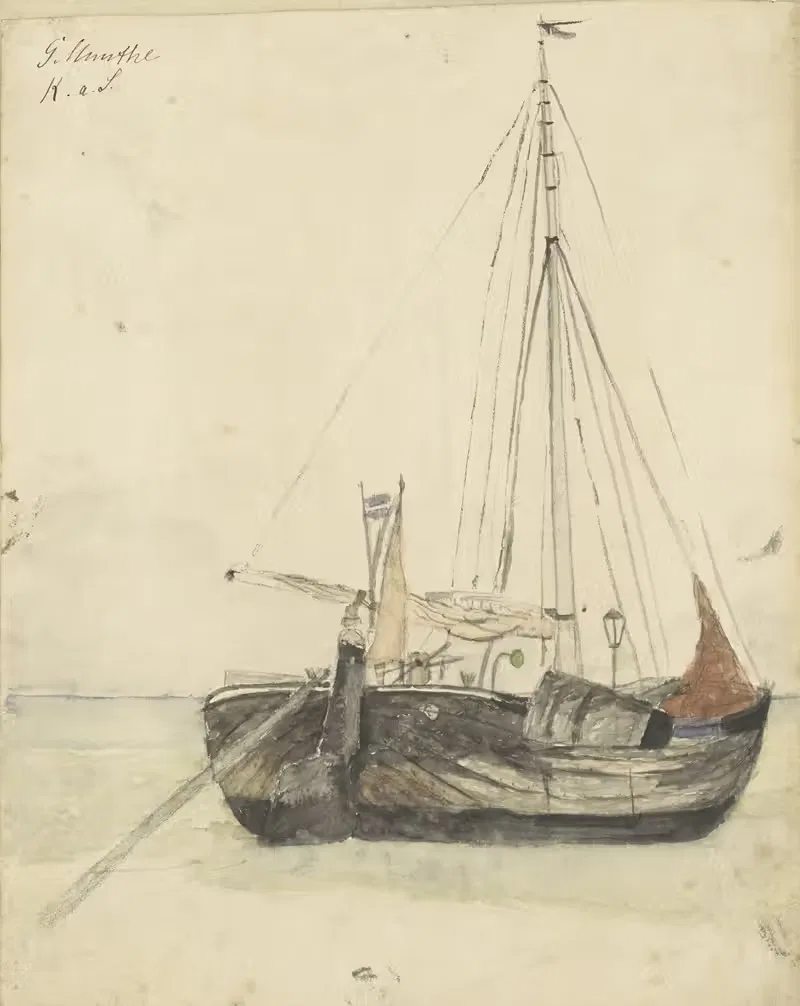 Рыбацкая лодка в Катвейке by Герхард Мунте, 1885 - 1960 — digital art print download