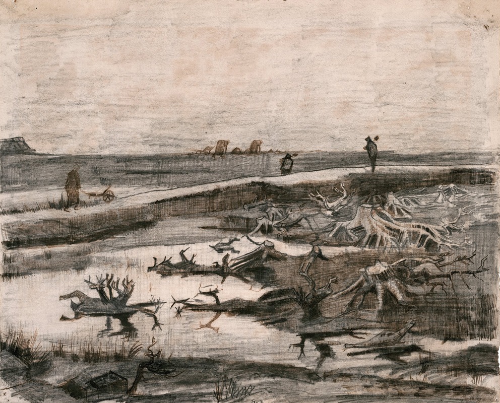 Landscape with Bog Trunks (Travaux aux Champs) — Vincent van Gogh