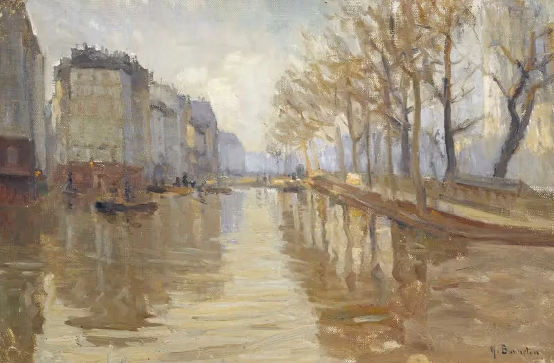 Le quai Montebello (inondations de 1910) — Germain Eugène Bonneton