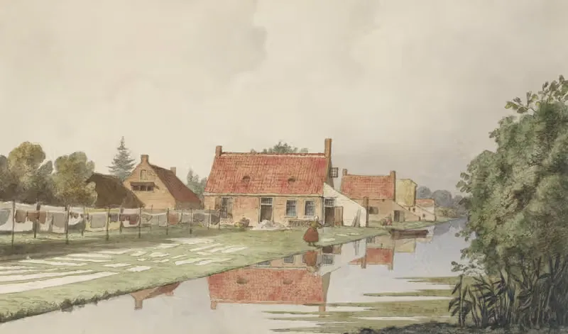 Blekerijen achter een vaart — Hendrik Abraham Klinkhamer