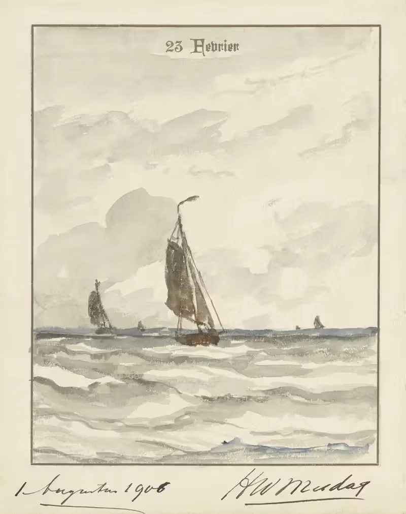 Море с розовыми by Хендрик Виллем Месдаг, 1906 — digital art print download
