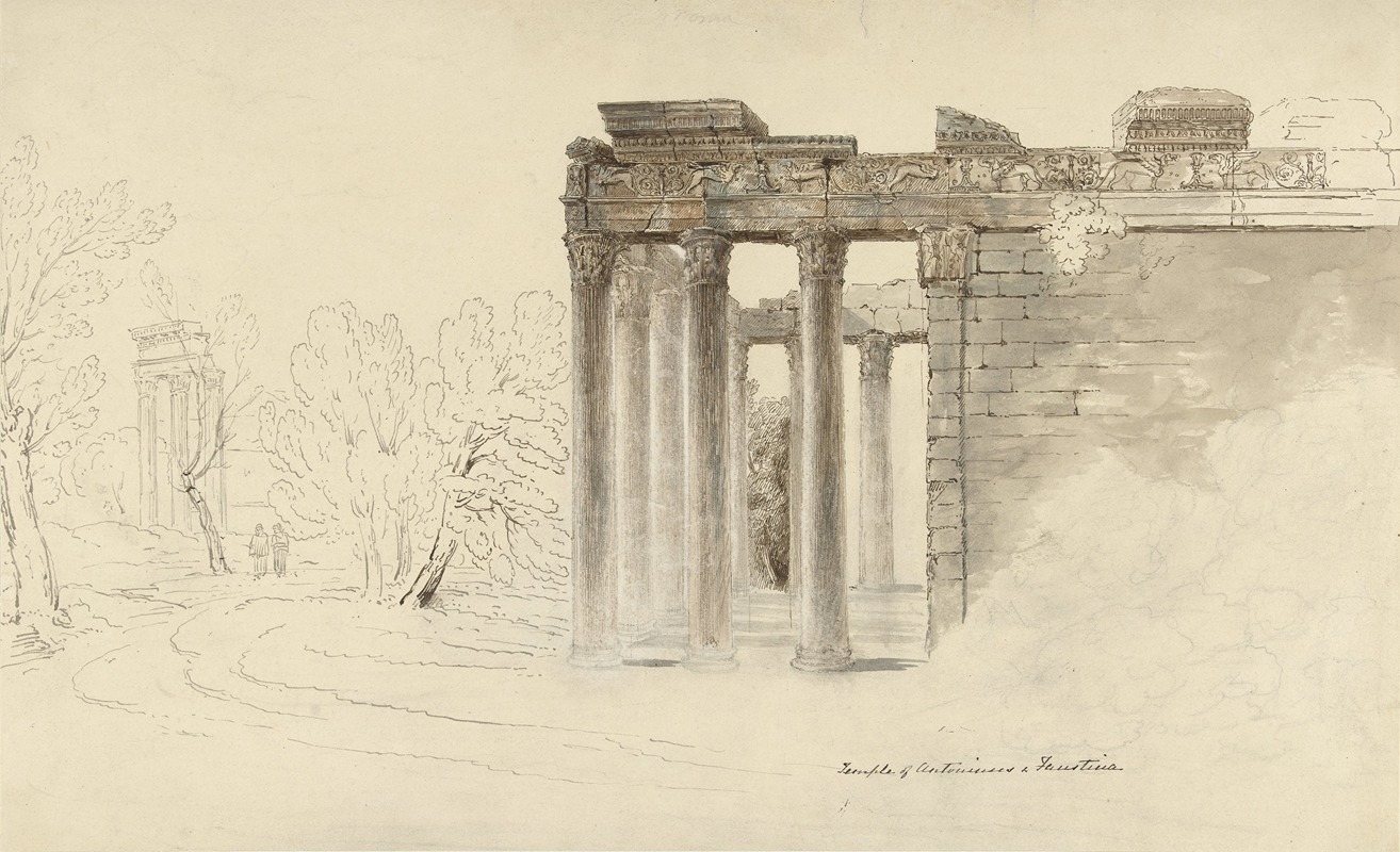 De tempel van Antoninus en Faustina te Rome by Хью Уильям Уильямс, 1816 - 1820 — digital art print download