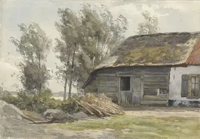 Фермерский двор с сараем by Ян Виллем ван Борселена, 1835 - 1892 — digital art print download
