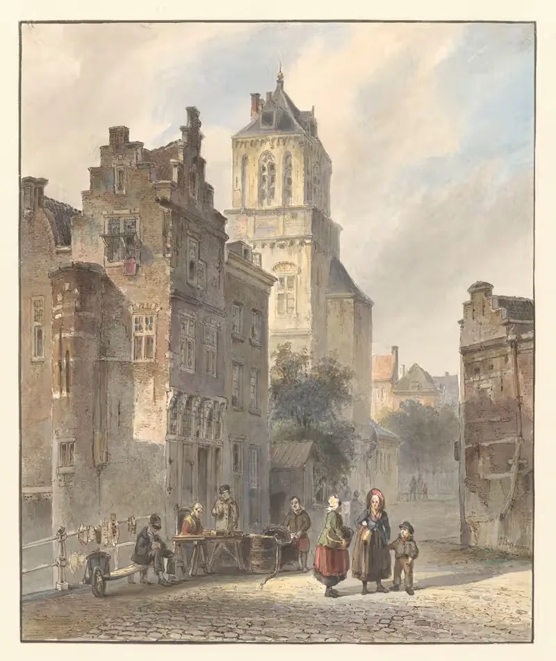 Gezicht op het stadhuis van Delft — Johannes Bosboom