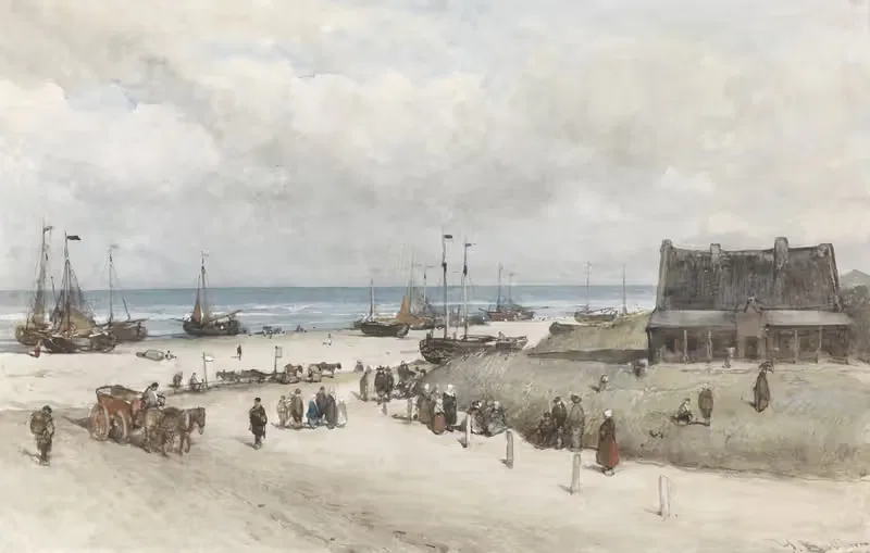 The Beach at Scheveningen by Johannes Bosboom, 1873 — digital art print download