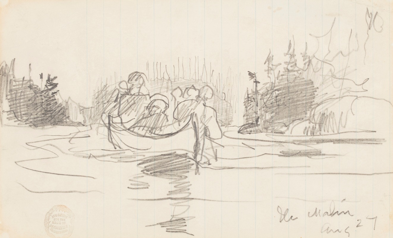 Canoe with Three Men, Ile Maligne, Quebec by Уинслоу Хомер, 1897 — digital art print download