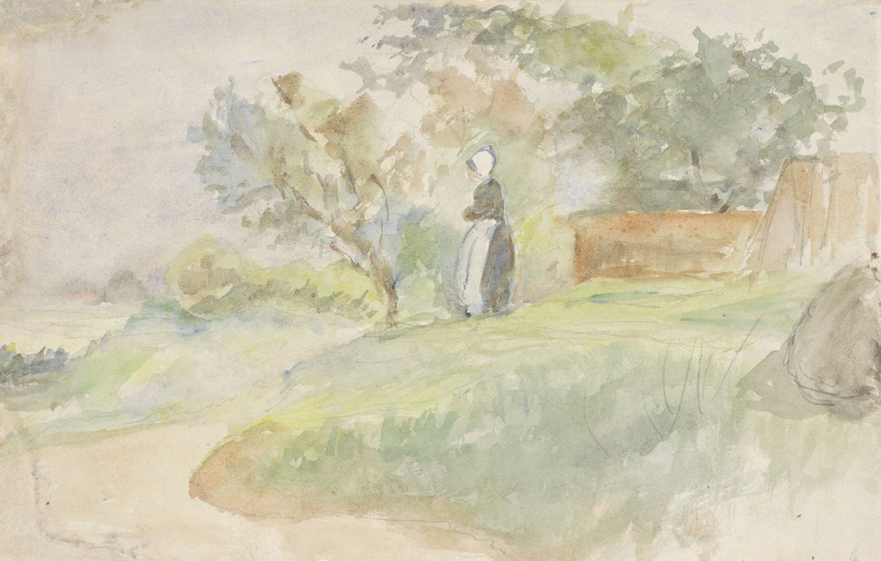 Staande vrouw in een landschap — Jozef Israëls