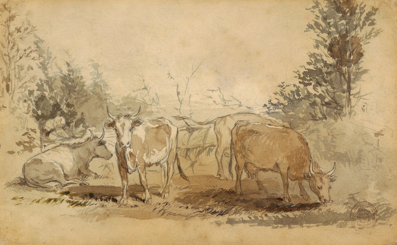 Cows in a Pasture by Уинслоу Хомер, 1858 — digital art print download