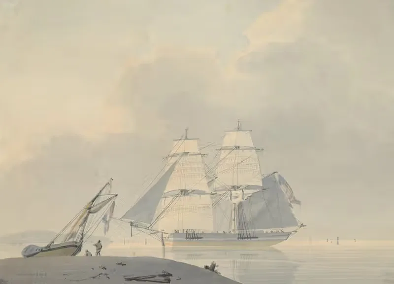Парусник в спокойной воде by Лодейк Гиллес Хакку, 1802 - 1846 — digital art print download