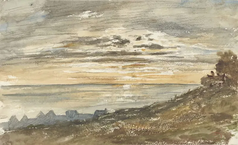 Ondergaande zon te Trouville — Paul Huet