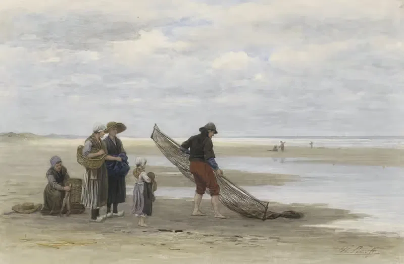 Улов креветок на пляже by Филип Садэ, 1847 - 1904 — digital art print download