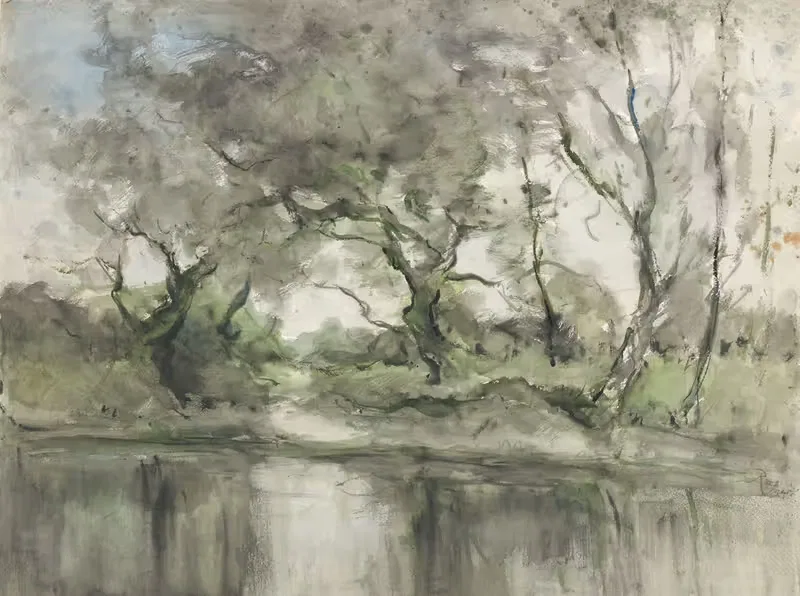 Water en bomen by Pieter H.J.J. Ras, 1915 — digital art print download
