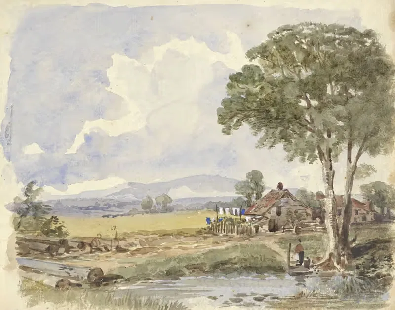 Пейзаж с фермерским домом by Питер ван Лун, 1811 - 1873 — digital art print download