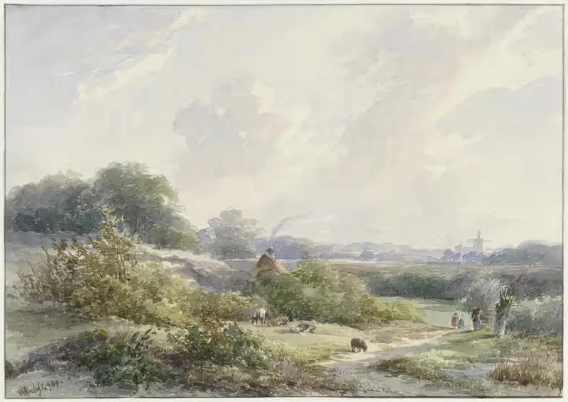 Landschap met boerderij en vee — Willem Roelofs