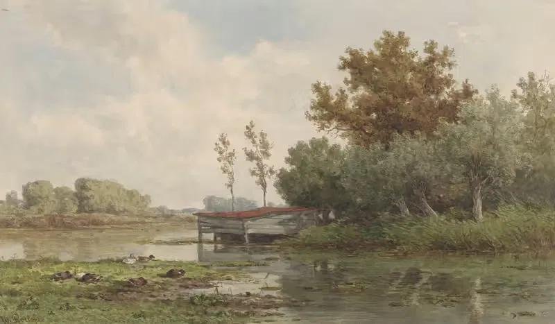 Пейзаж с водой и утками by Виллем Роэлофс, 1832 - 1897 — digital art print download