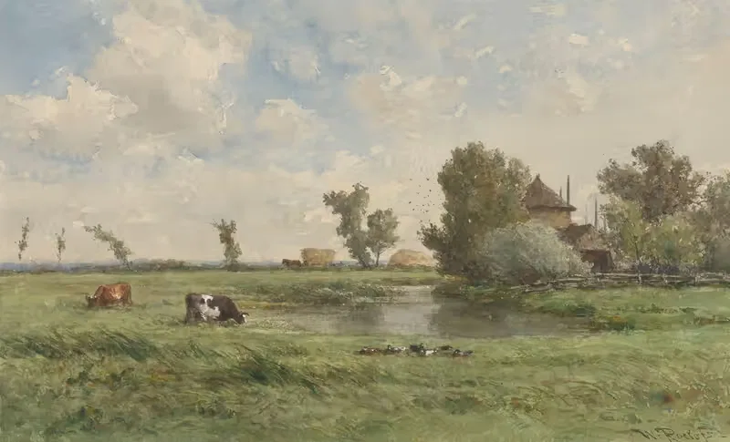 Поляна с коровами by Виллем Роэлофс, 1832 - 1897 — digital art print download