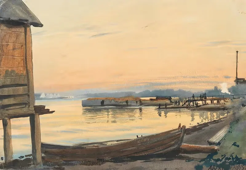 On the Neva River by Albert Nikolaevich Benois — digital art print download