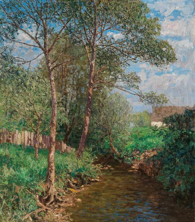 A Sunny Landscape with Stream by Alfred Zoff — digital art print download