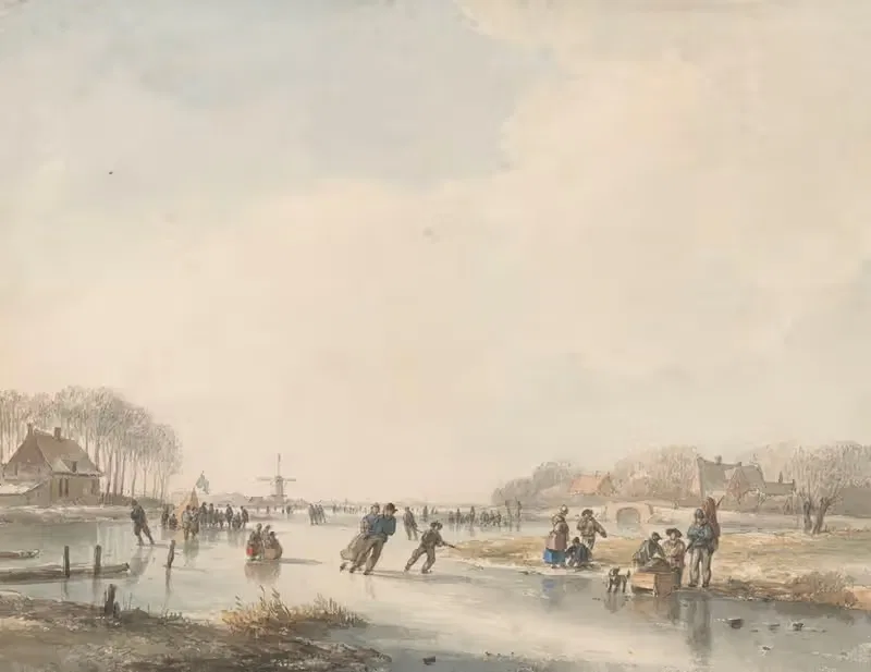 Landschap met schaatsenrijders — Andreas Schelfhout