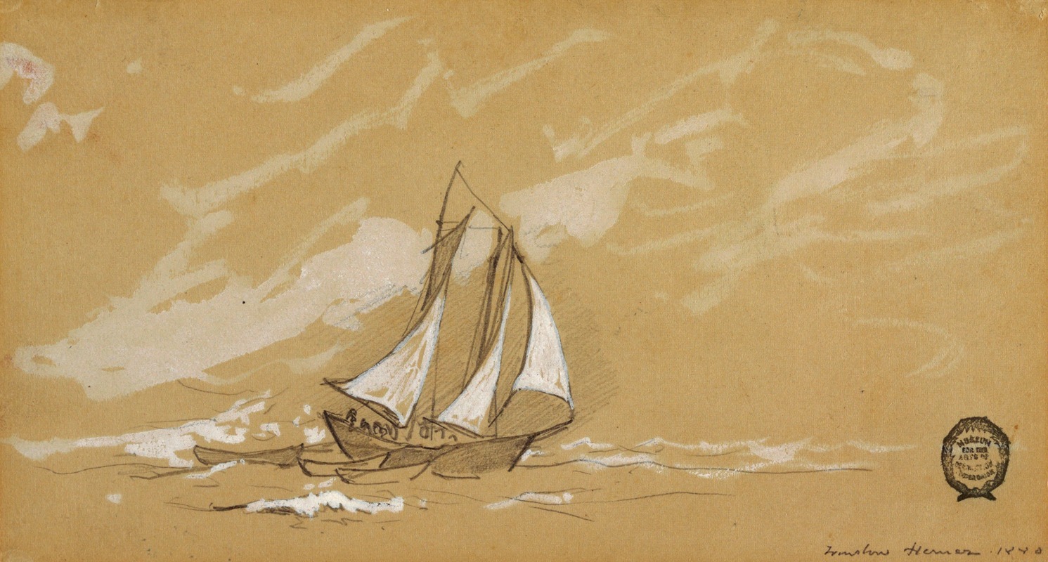 Schooner with Three Dories by Уинслоу Хомер, 1880 — digital art print download