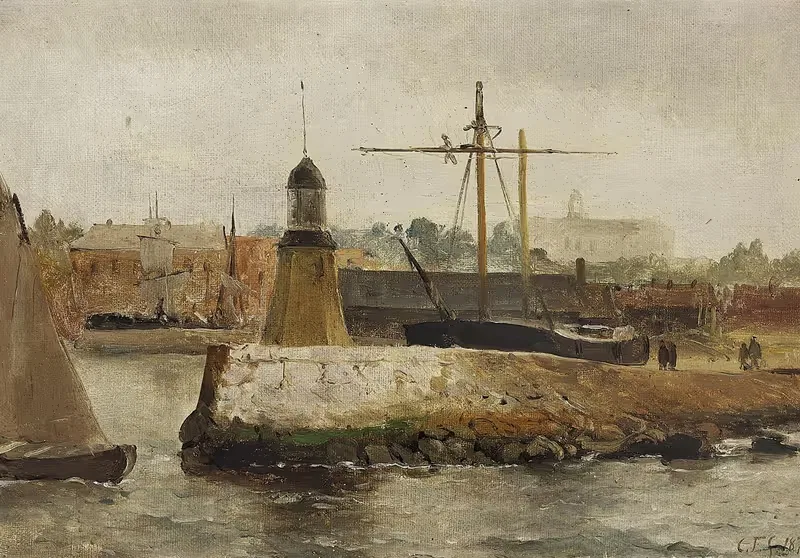 Порт Мальмё, серый день by Карл Фредерик Сёренсен, 1870 — digital art print download