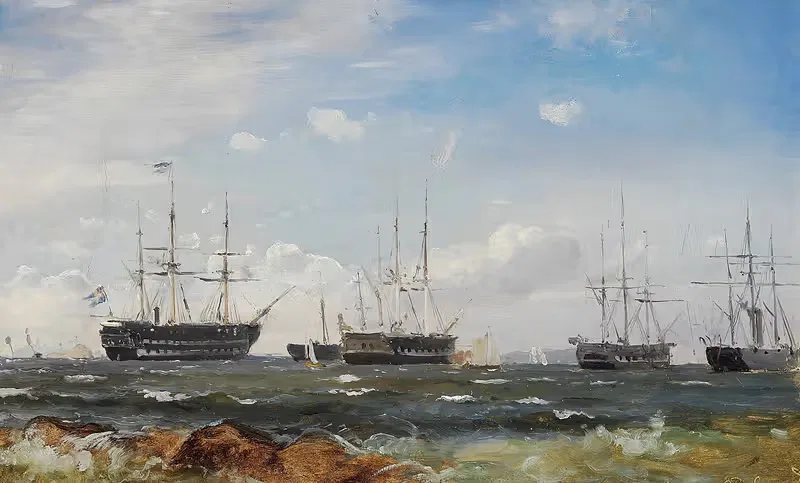 Шведские военные корабли у Гетеборга by Карл Фредерик Сёренсен, 1861 — digital art print download