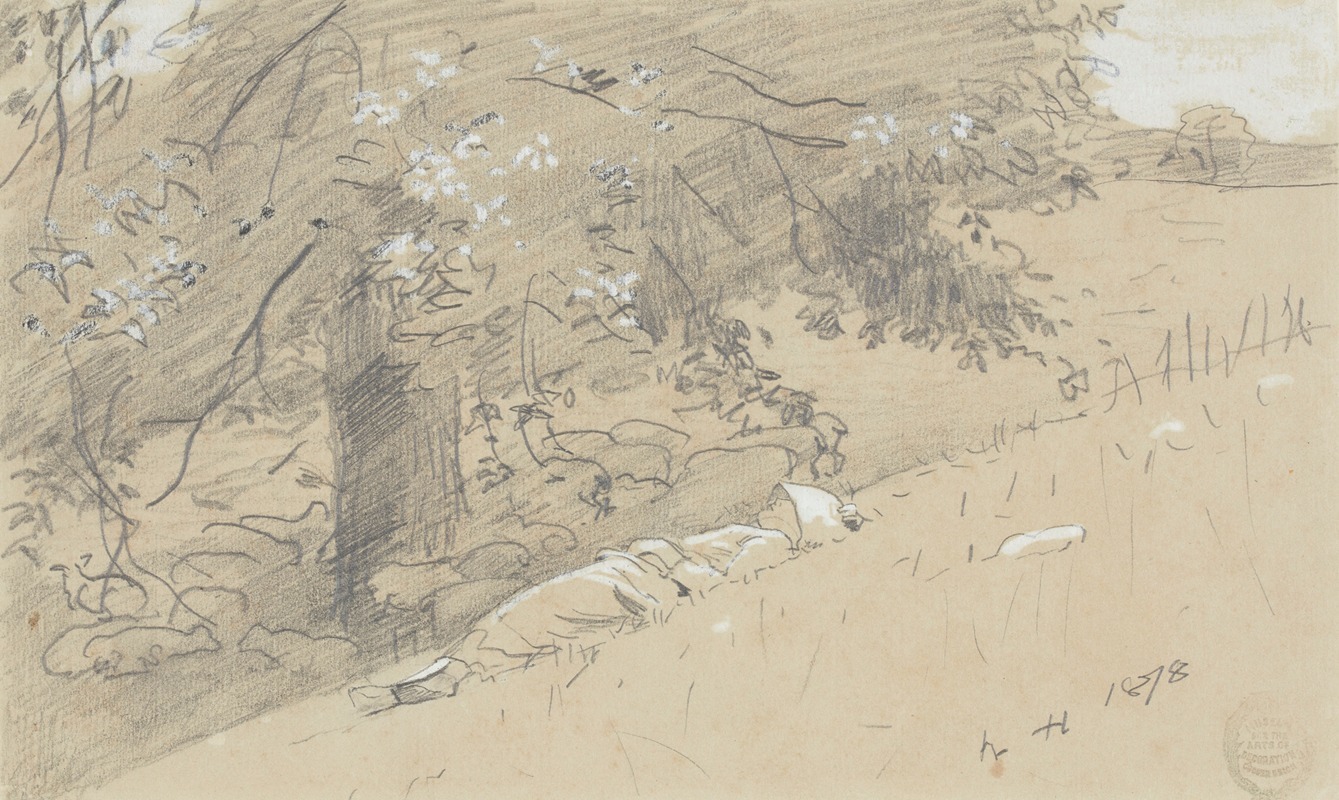 Shepherdess Resting Under a Tree by Уинслоу Хомер, 1878 — digital art print download