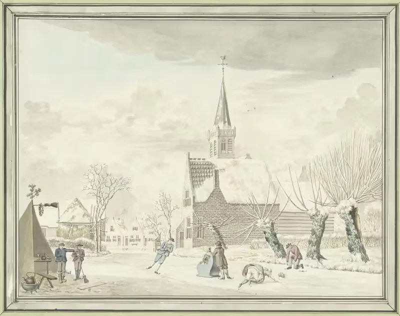 IJsvermaak in het dorp Kortenhoef — Cornelis van Noorde
