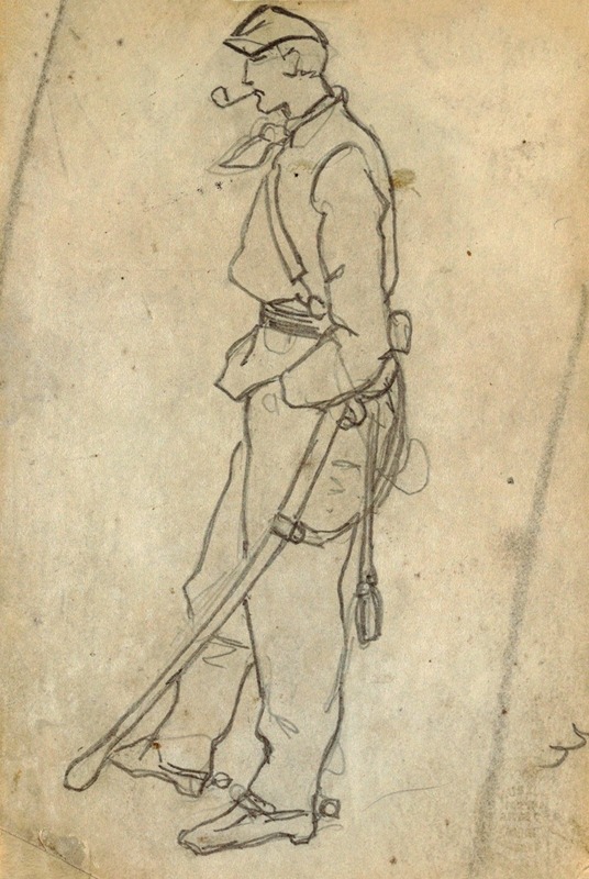 Soldier with Sword and Pipe by Уинслоу Хомер, 1862 — digital art print download