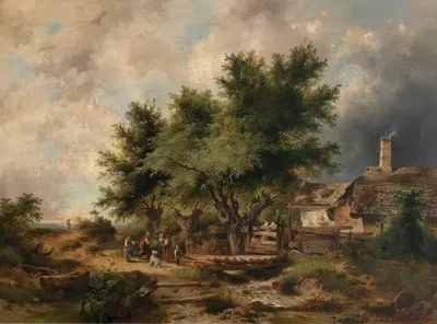 Returning from the Hay Harvest by Dominik Schuhfried, 1874 — digital art print download