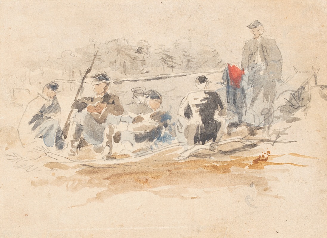 Soldiers Seated in a Group by Уинслоу Хомер, 1862 — digital art print download