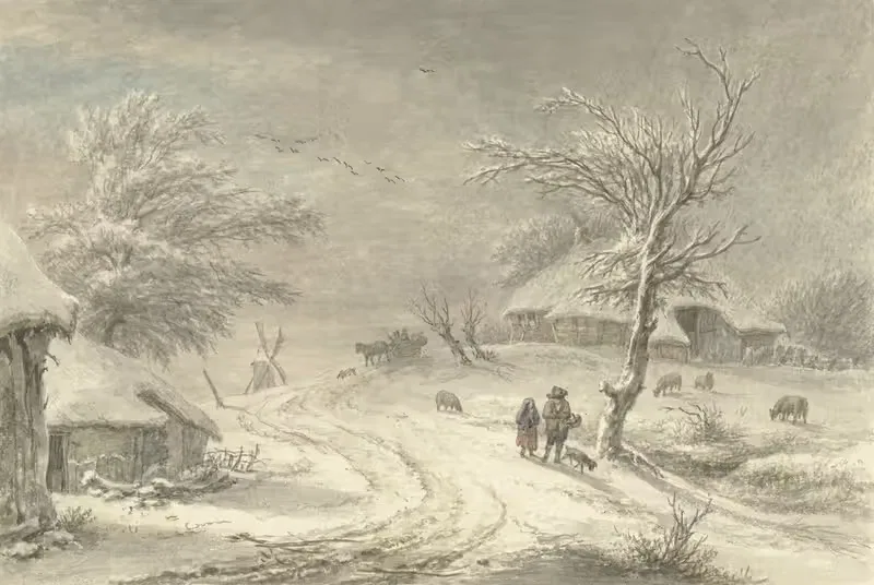 Зимний вид в Эксло, Дренте by Эгберт ван Дриелст, 1755 - 1818 — digital art print download
