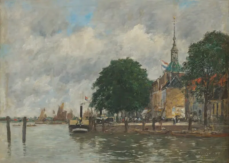 Dordrecht. Un quai du port — Eugène Boudin