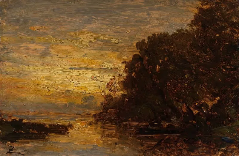 La Seine à Billancourt, coucher de soleil — Félix Ziem