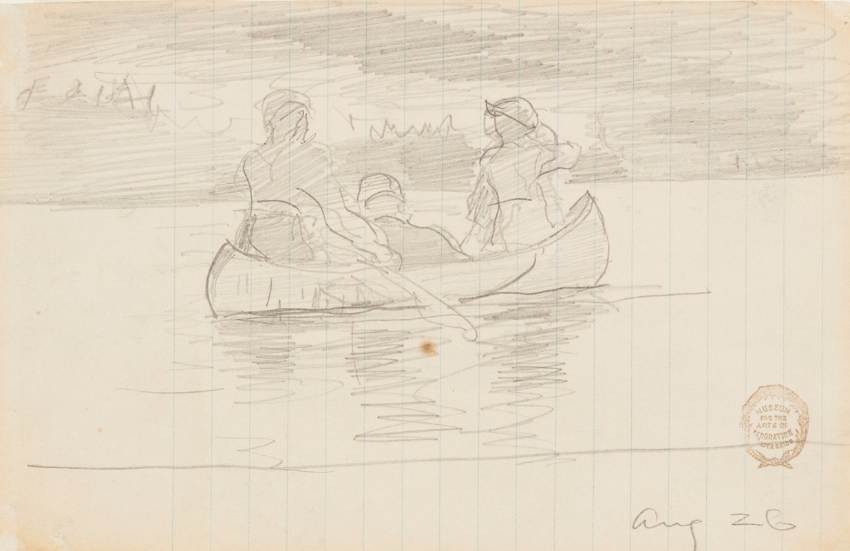 Three Men in a Canoe, Il Manigne, Quebec — Уинслоу Хомер