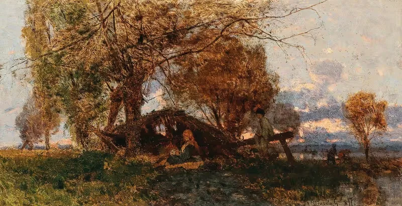 Обширный пейзаж в вечернем свете by Геза Месёли, 1877 — digital art print download