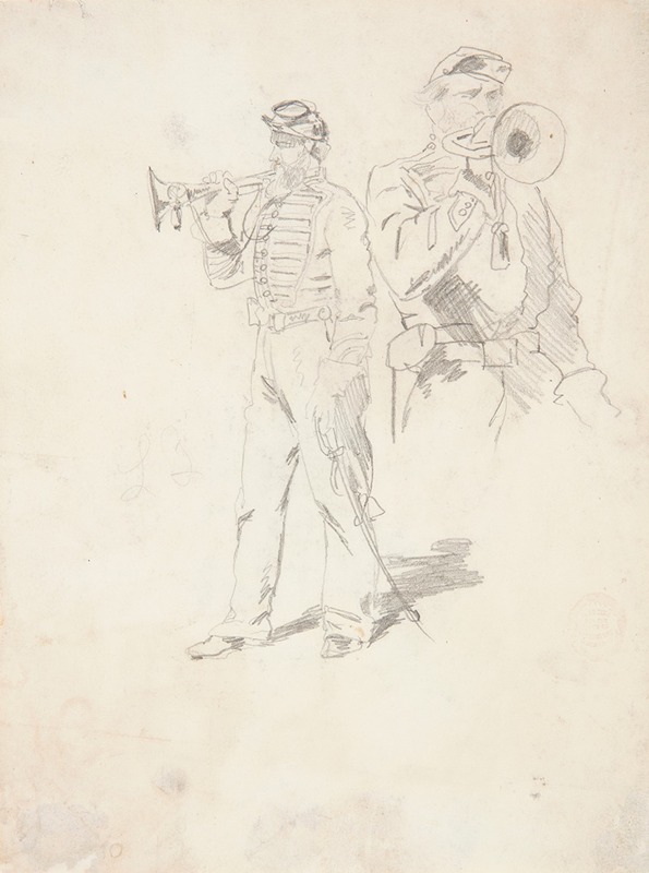 Two Studies of a Bugler by Уинслоу Хомер, 1862 — digital art print download