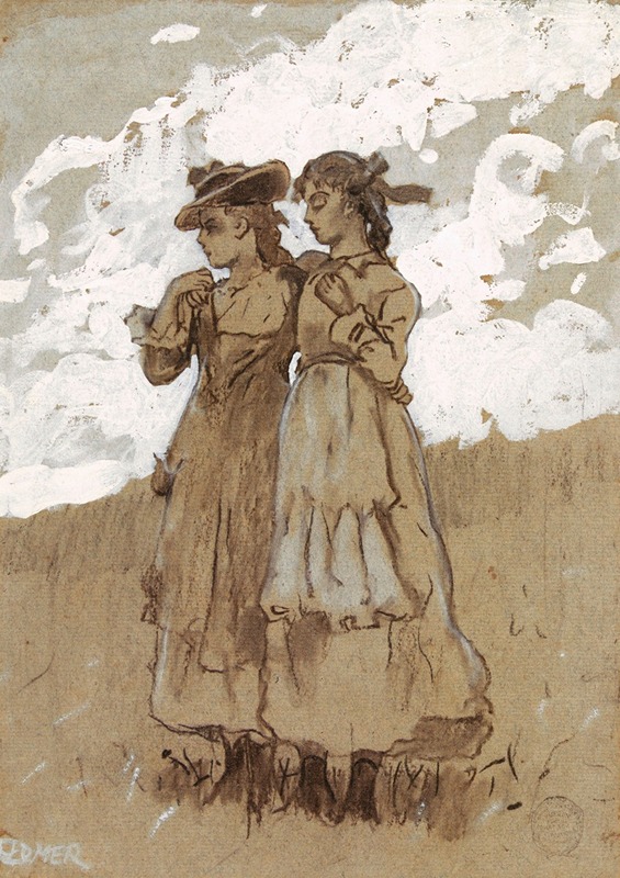 Two Young Girls by Уинслоу Хомер, 1879 — digital art print download