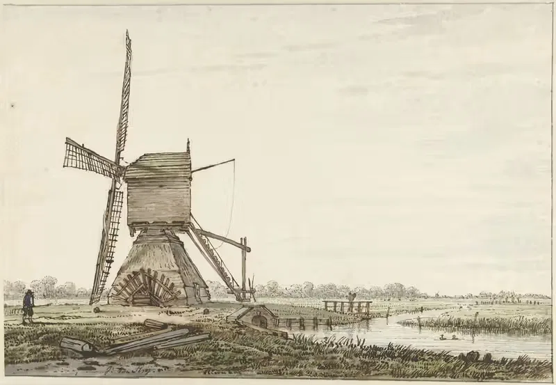 Landschap met poldermolen — Jacob van Strij