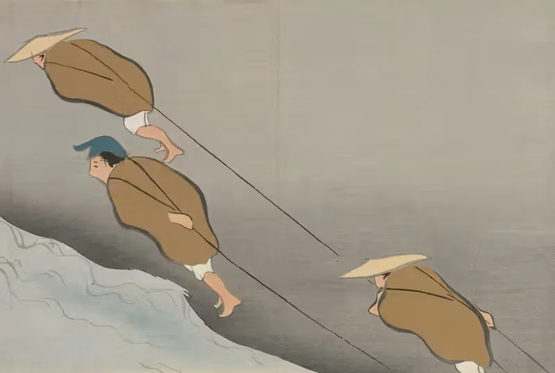 Тянущие лодки (Хикибунэ) by Камисака Секка, 1909-1910 — digital art print download