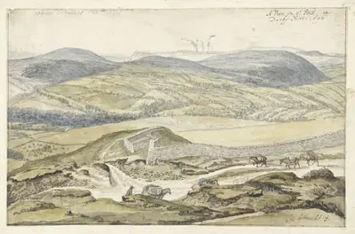 Gezicht op de bergen van High Peak in Derbyshire by Jan Siberechts, 1699 — digital art print download