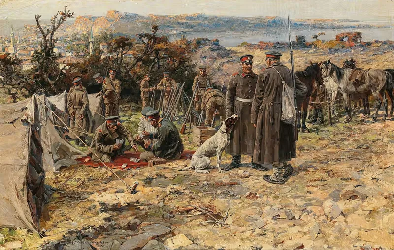 Сцена из Балканской войны by Ярослав Вешин, 1914 — digital art print download