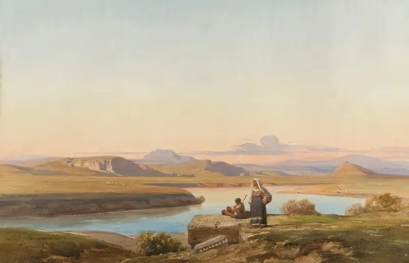 Итальянский пейзаж by Жан-Ашиль Бенувиль, 1852 — digital art print download